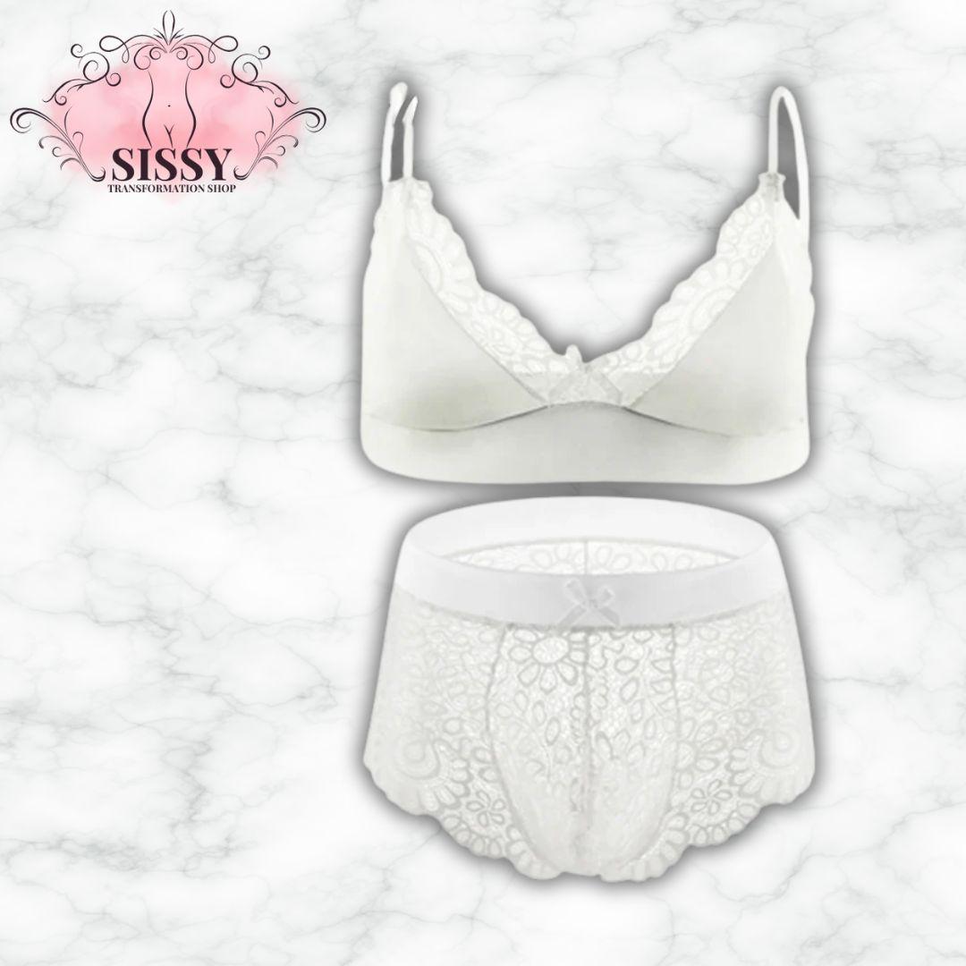 Men's Bra Sexy Underwear Set Men Safety Belt Body Lace Sheer Panties Sissy Clothing Gay Exposure Bikini Lingerie