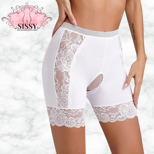 Womens Sexy Crotchless Underwear Knickers Lace High Waist Safety Shorts Briefs Open Crotch Panties Underpants Nightwear Clubwear