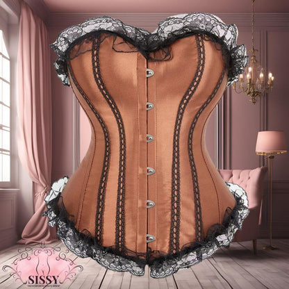 Woman Corset Sexy Satin Bustier Lace Up Boned Overbust Lace Trim Bustiers Stripe Corsets Fashion Corsage Party Costume Plus Size