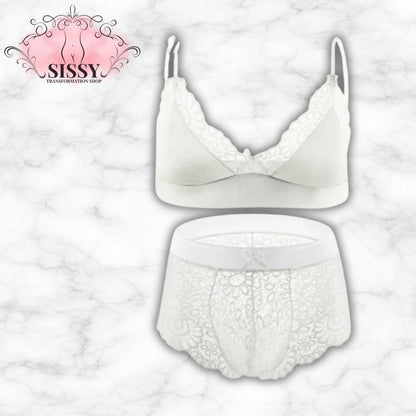 Men's Bra Sexy Underwear Set Men  Safety Belt Body Lace Sheer Panties Sissy Clothing Gay Exposure Bikini Lingerie