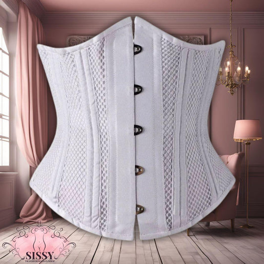 Corset underbust sissy en maille à baleines d'acier, style gothique