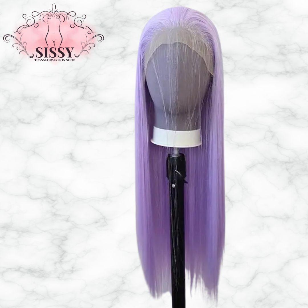 Light Purple Wig Long Straight Light Purple Lavender Synthetic Lace Front Wigs Pre Plucked with Natural Hairline for Fashion Wom