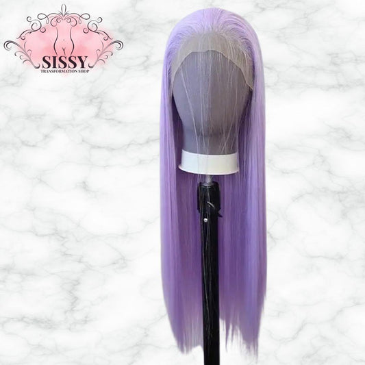 Light Purple Wig Long Straight Light Purple Lavender Synthetic Lace Front Wigs Pre Plucked with Natural Hairline for Fashion Wom