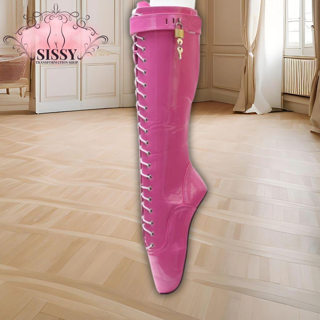 18cm Hoof Heelless Women Knee High Ballet Boots,Fetish Dance Shoes,Men Cosplay Botas,Black,Peach,36-46,Custom Colors,Dropship