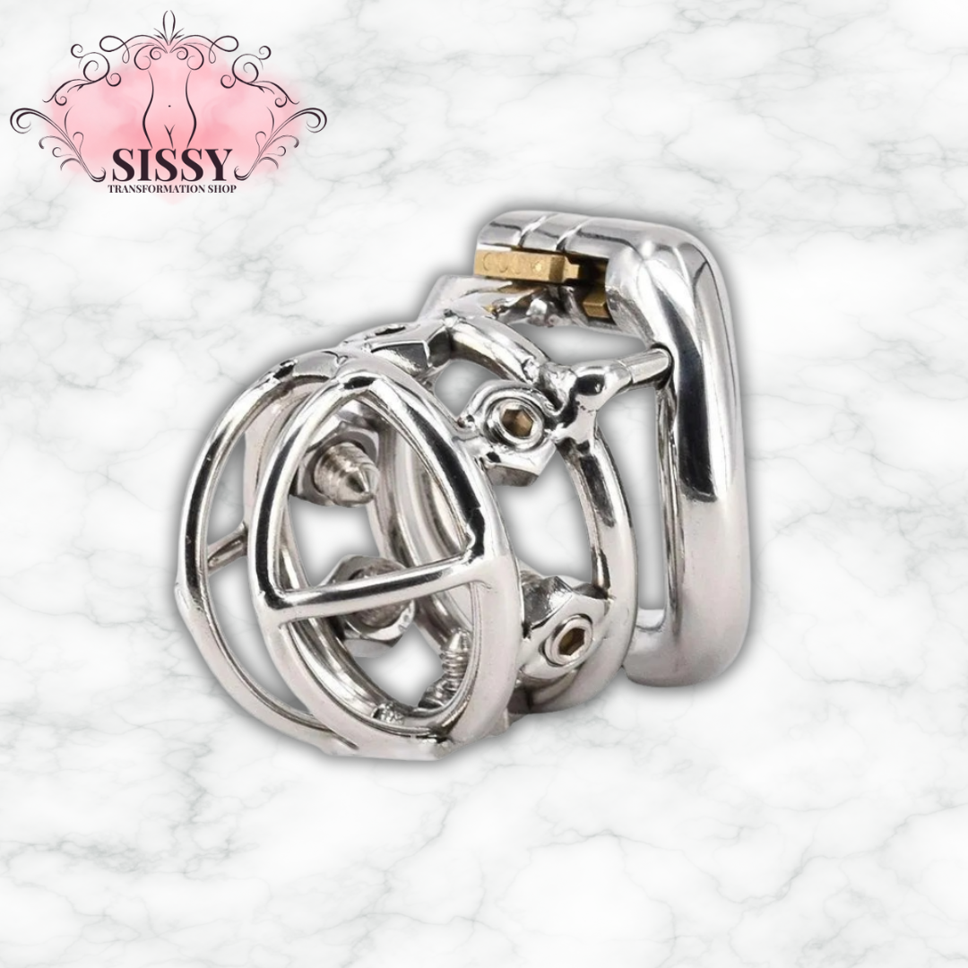 Cage de chasteté homme avec pointes – Acier inoxydable, verrouillage 6 vis