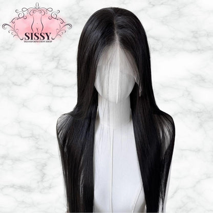 Black Wig 26inch 13x4 Lace Front Wig for Women Lolita Synthetic Wigs Black Hair for Daily Use Cosplay Party Heat-resistant Fiber