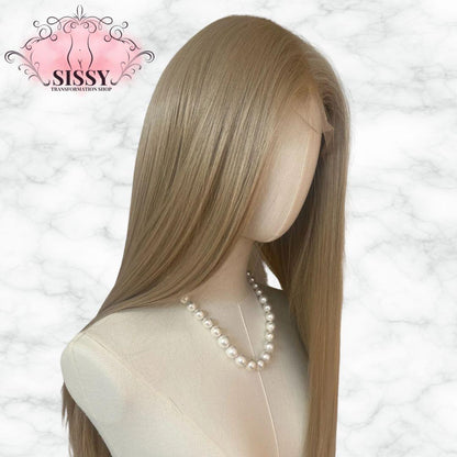 Ashely Platinum Blonde Wig 26inch 13x4 Lace Front Wig Long Straight Synthetic Lace Wigs High temperature Fibers for Cosplay