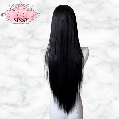 Black Wig 26inch 13x4 Lace Front Wig for Women Lolita Synthetic Wigs Black Hair for Daily Use Cosplay Party Heat-resistant Fiber