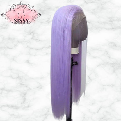 Light Purple Wig Long Straight Light Purple Lavender Synthetic Lace Front Wigs Pre Plucked with Natural Hairline for Fashion Wom