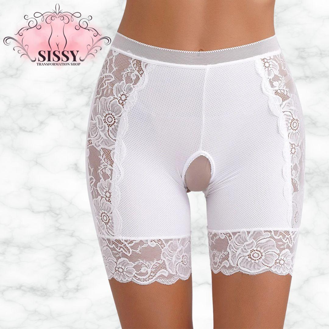 Womens Sexy Crotchless Underwear Knickers Lace High Waist Safety Shorts Briefs Open Crotch Panties Underpants Nightwear Clubwear