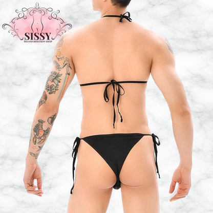 Men's Bra Lingerie Set Big Sac Penis Bag Briefs Bdsm Men's Harness Crop Top Navel Sissy Outfit Body Gay Bikini