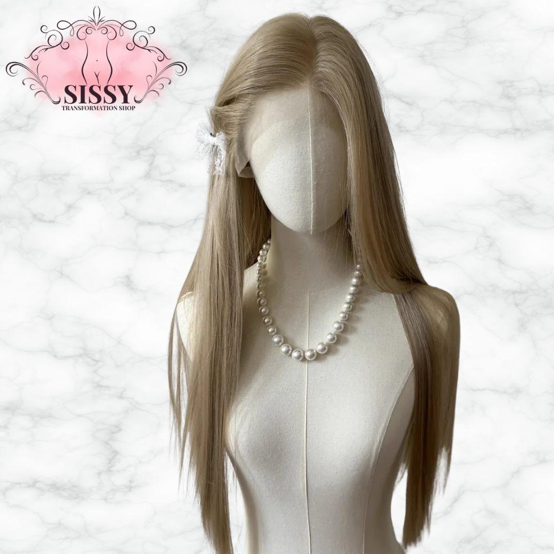Ashely Platinum Blonde Wig 26inch 13x4 Lace Front Wig Long Straight Synthetic Lace Wigs High temperature Fibers for Cosplay