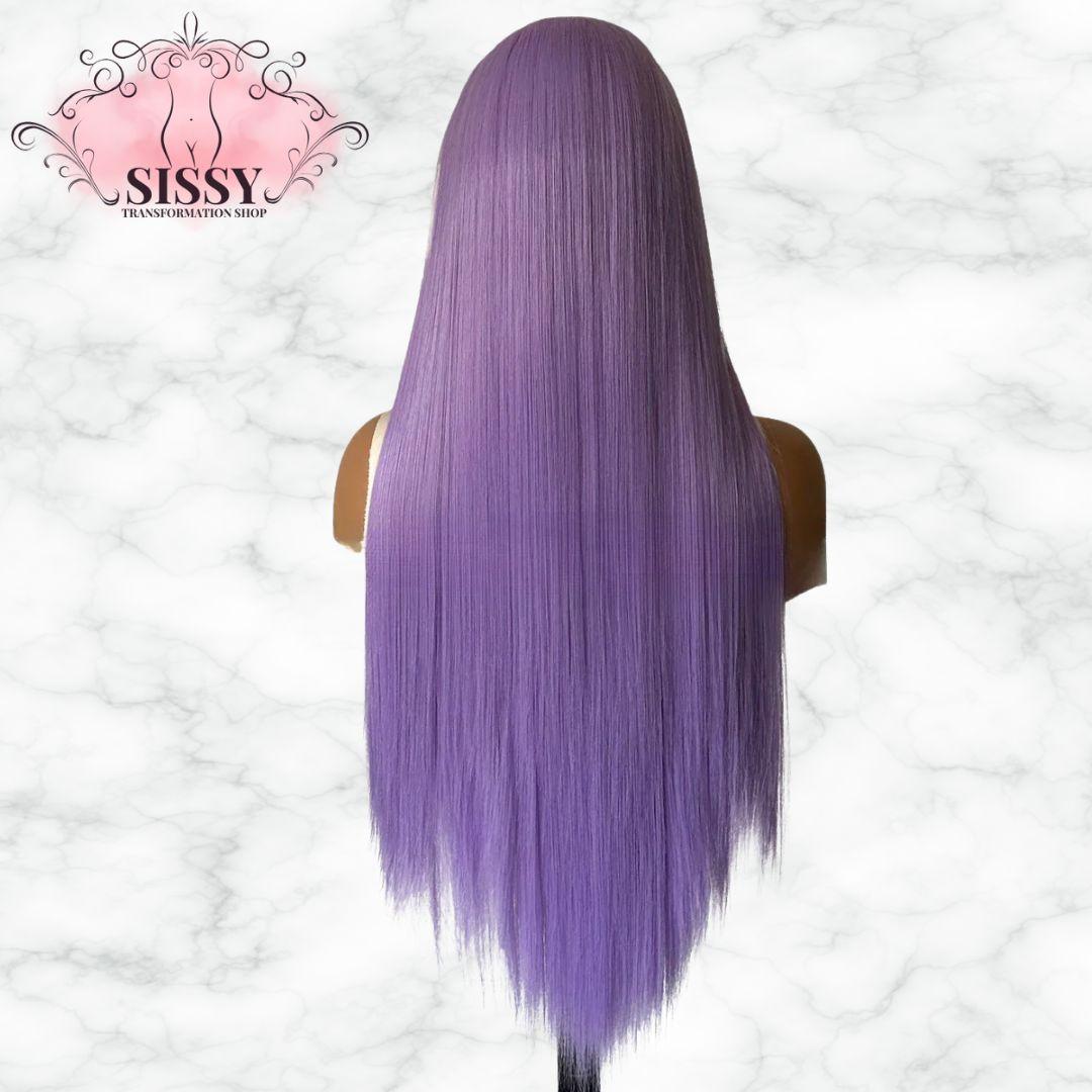 Light Purple Wig Long Straight Light Purple Lavender Synthetic Lace Front Wigs Pre Plucked with Natural Hairline for Fashion Wom