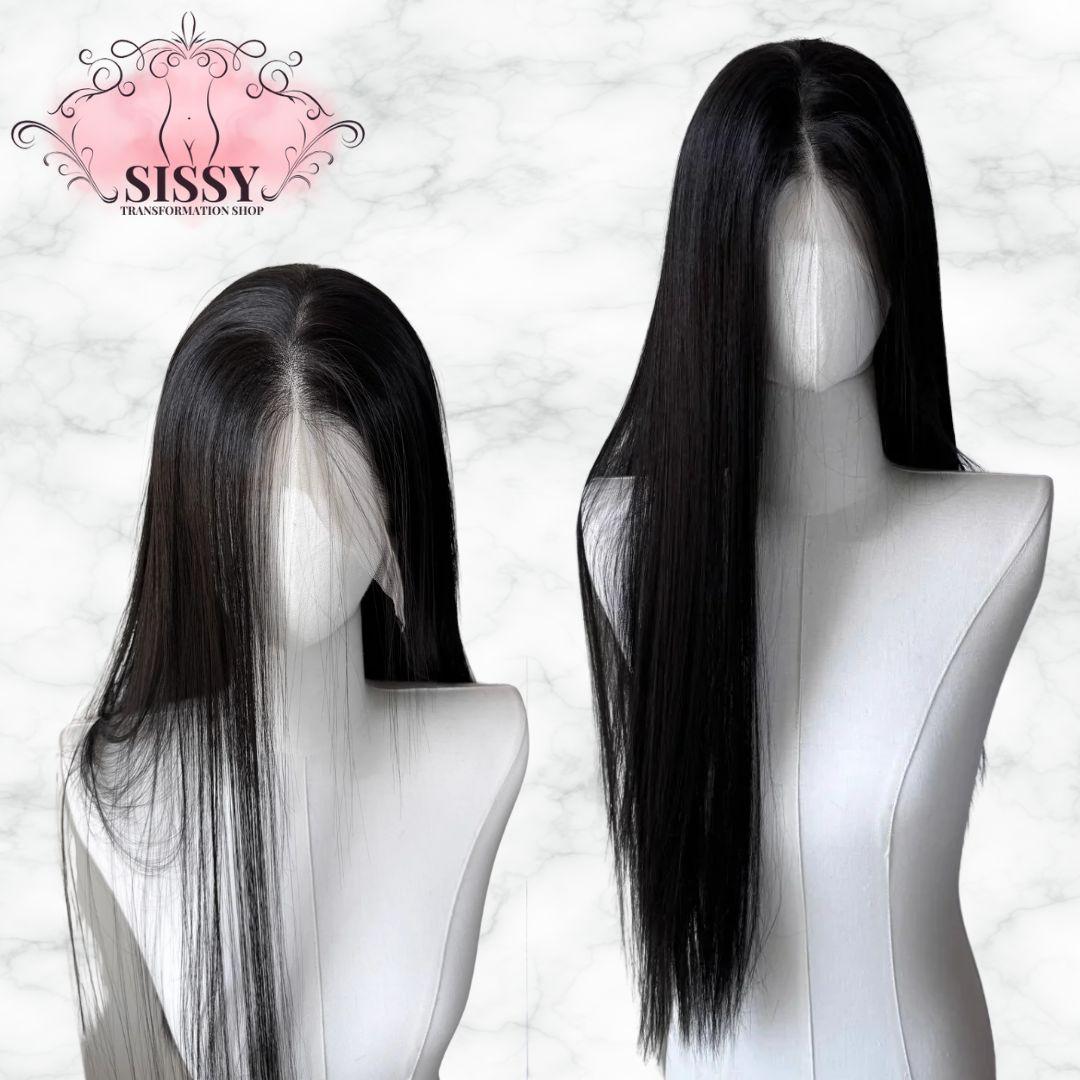 Black Wig 26inch 13x4 Lace Front Wig for Women Lolita Synthetic Wigs Black Hair for Daily Use Cosplay Party Heat-resistant Fiber