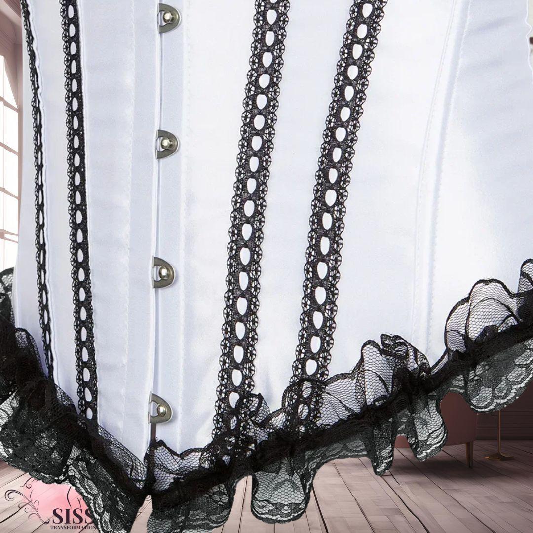 Woman Corset Sexy Satin Bustier Lace Up Boned Overbust Lace Trim Bustiers Stripe Corsets Fashion Corsage Party Costume Plus Size