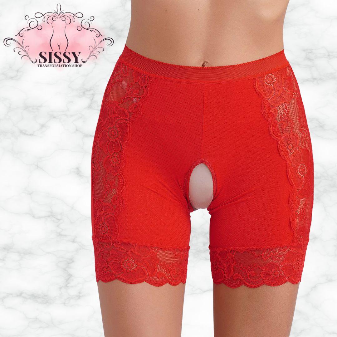 Womens Sexy Crotchless Underwear Knickers Lace High Waist Safety Shorts Briefs Open Crotch Panties Underpants Nightwear Clubwear