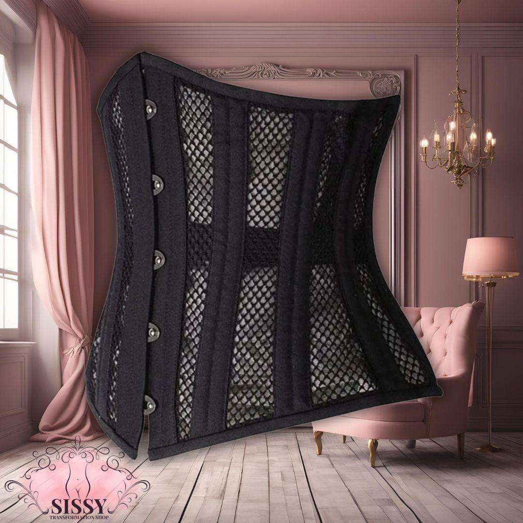 Corset underbust sissy en maille, sangles d'épaules ajustables