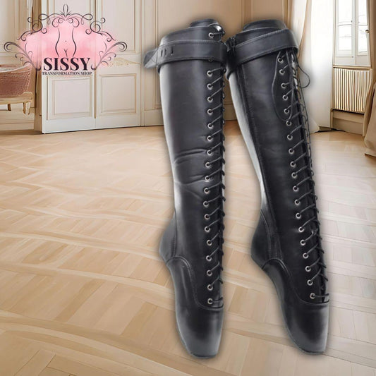 18cm Hoof Heelless Women Knee High Ballet Boots,Fetish Dance Shoes,Men Cosplay Botas,Black,Peach,36-46,Custom Colors,Dropship