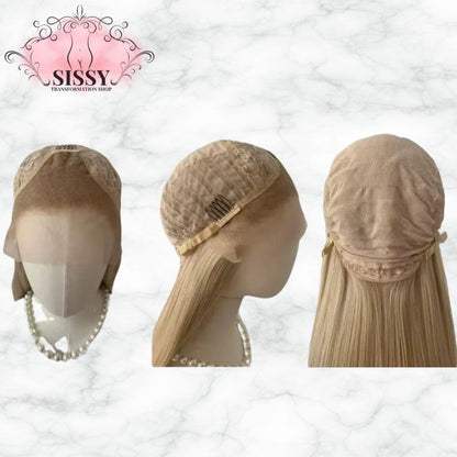 Ashely Platinum Blonde Wig 26inch 13x4 Lace Front Wig Long Straight Synthetic Lace Wigs High temperature Fibers for Cosplay