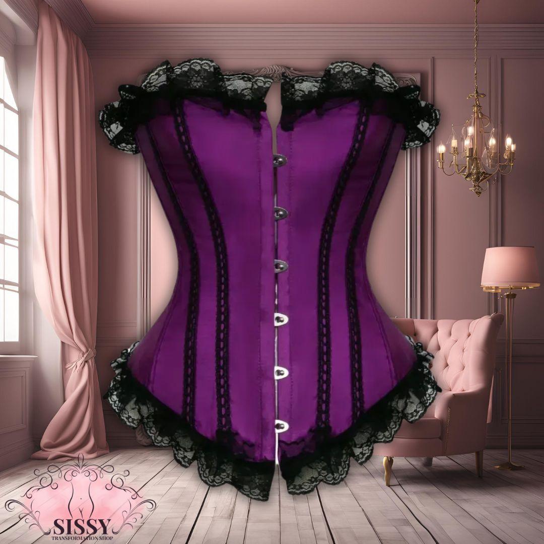 Woman Corset Sexy Satin Bustier Lace Up Boned Overbust Lace Trim Bustiers Stripe Corsets Fashion Corsage Party Costume Plus Size