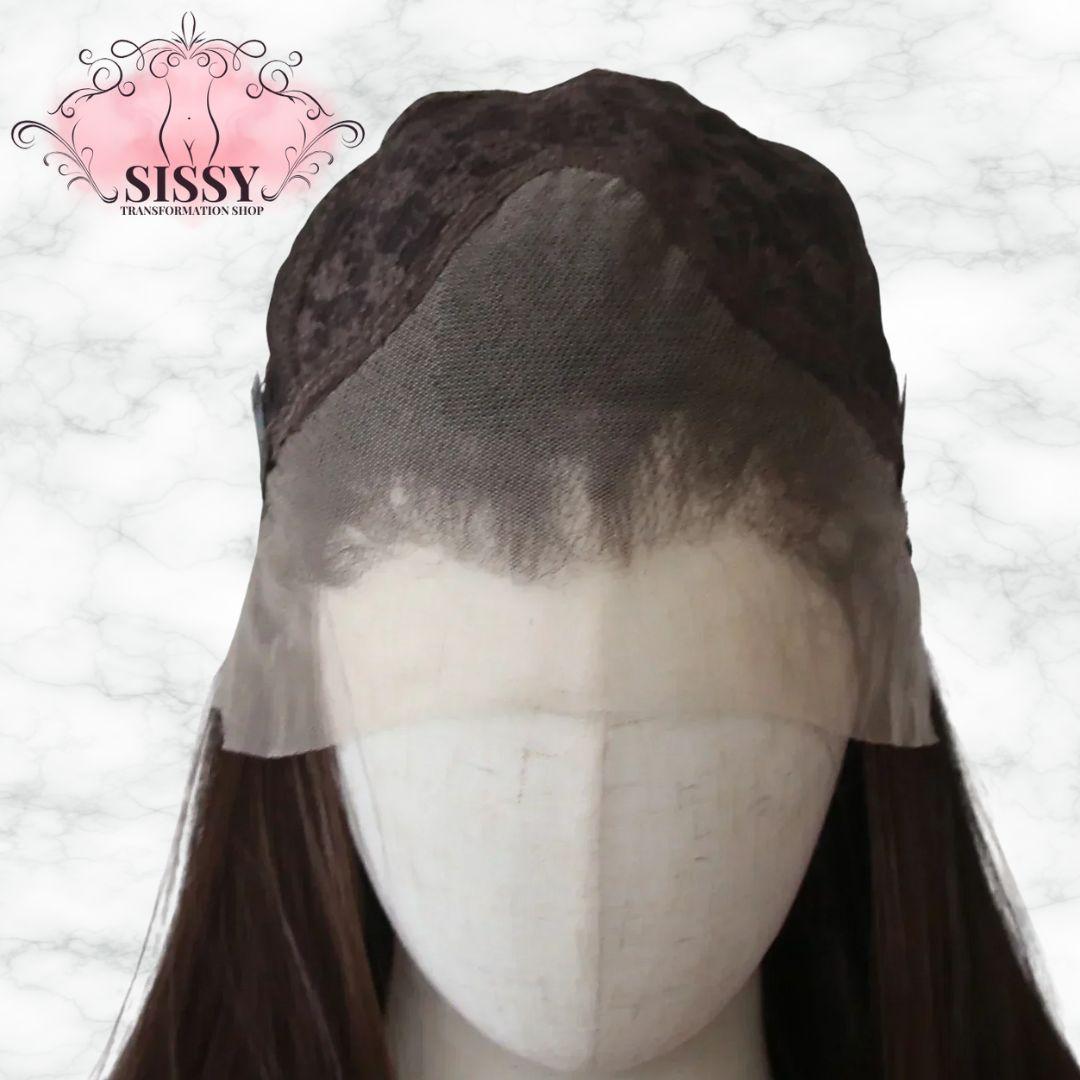 Ashely 13*4 Dark Brown Synthetic Lace Front Wigs Brown Long Straight Lace Front Wig for Women Pre Plucked Natural Hairline