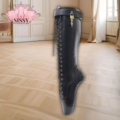 18cm Hoof Heelless Women Knee High Ballet Boots,Fetish Dance Shoes,Men Cosplay Botas,Black,Peach,36-46,Custom Colors,Dropship