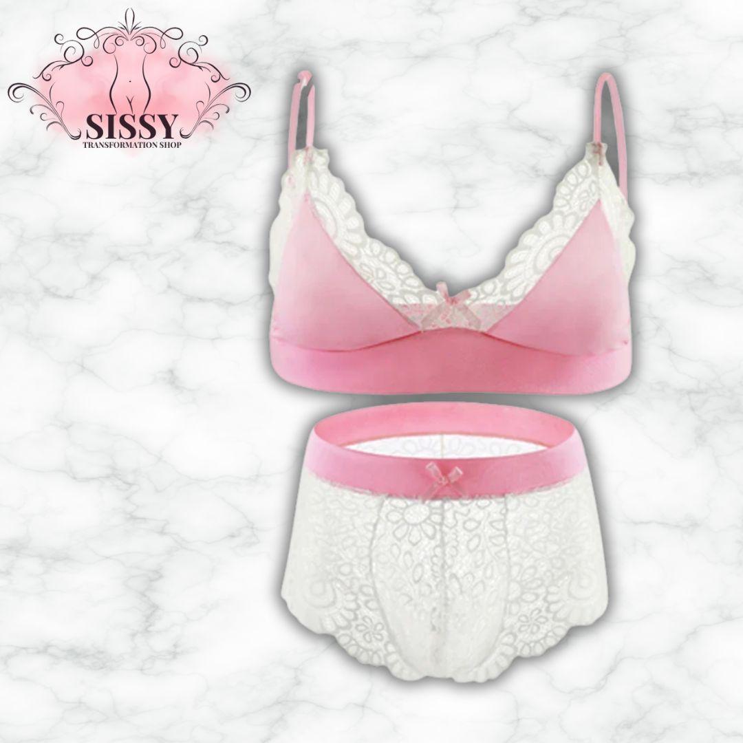 Men's Bra Sexy Underwear Set Men  Safety Belt Body Lace Sheer Panties Sissy Clothing Gay Exposure Bikini Lingerie