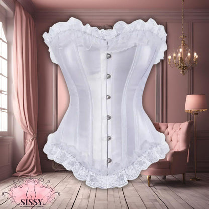 Woman Corset Sexy Satin Bustier Lace Up Boned Overbust Lace Trim Bustiers Stripe Corsets Fashion Corsage Party Costume Plus Size