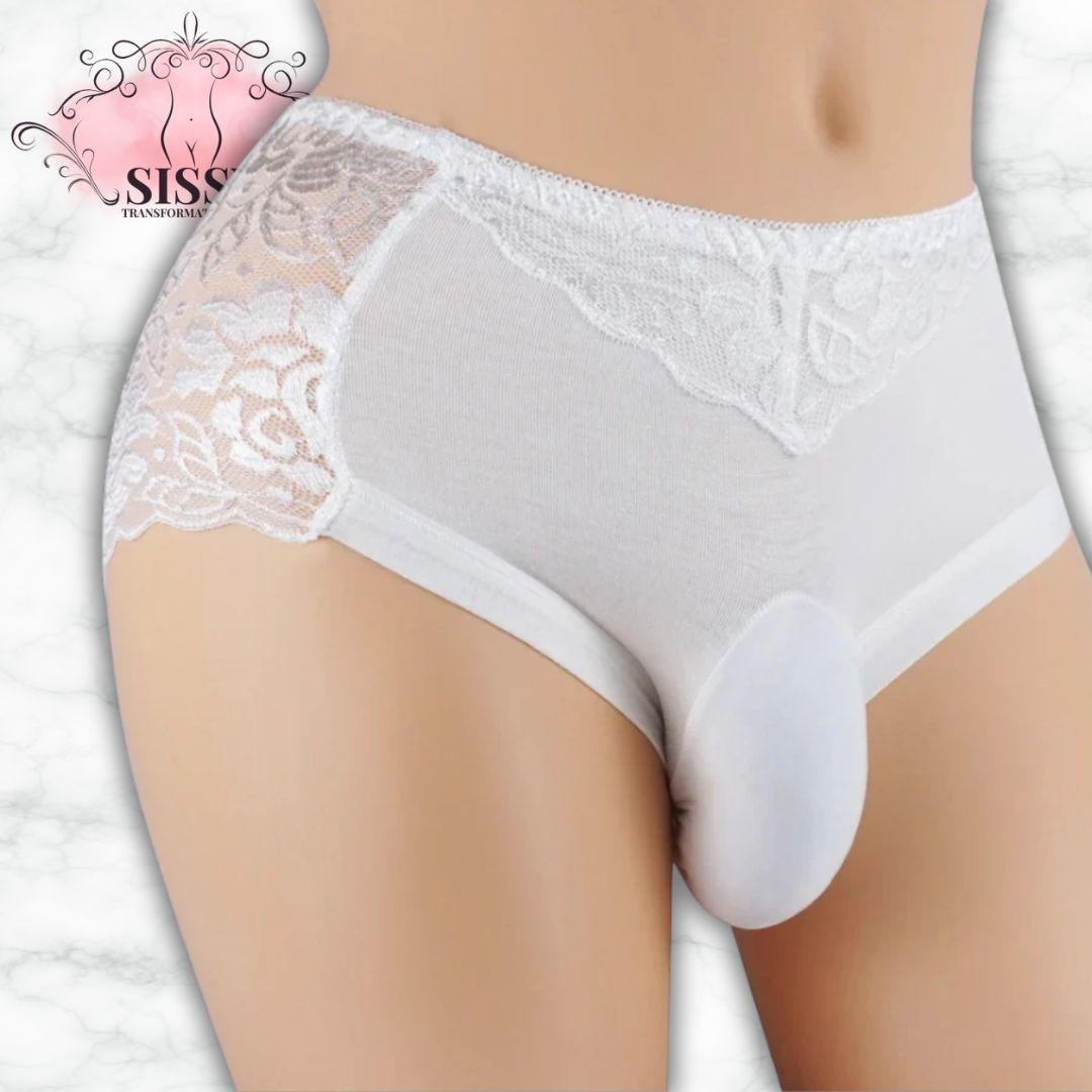 Culotte En Dentelle Florale Transparente Avec Poche Pour Sissy, élégante et confortable pour une transformation parfaite