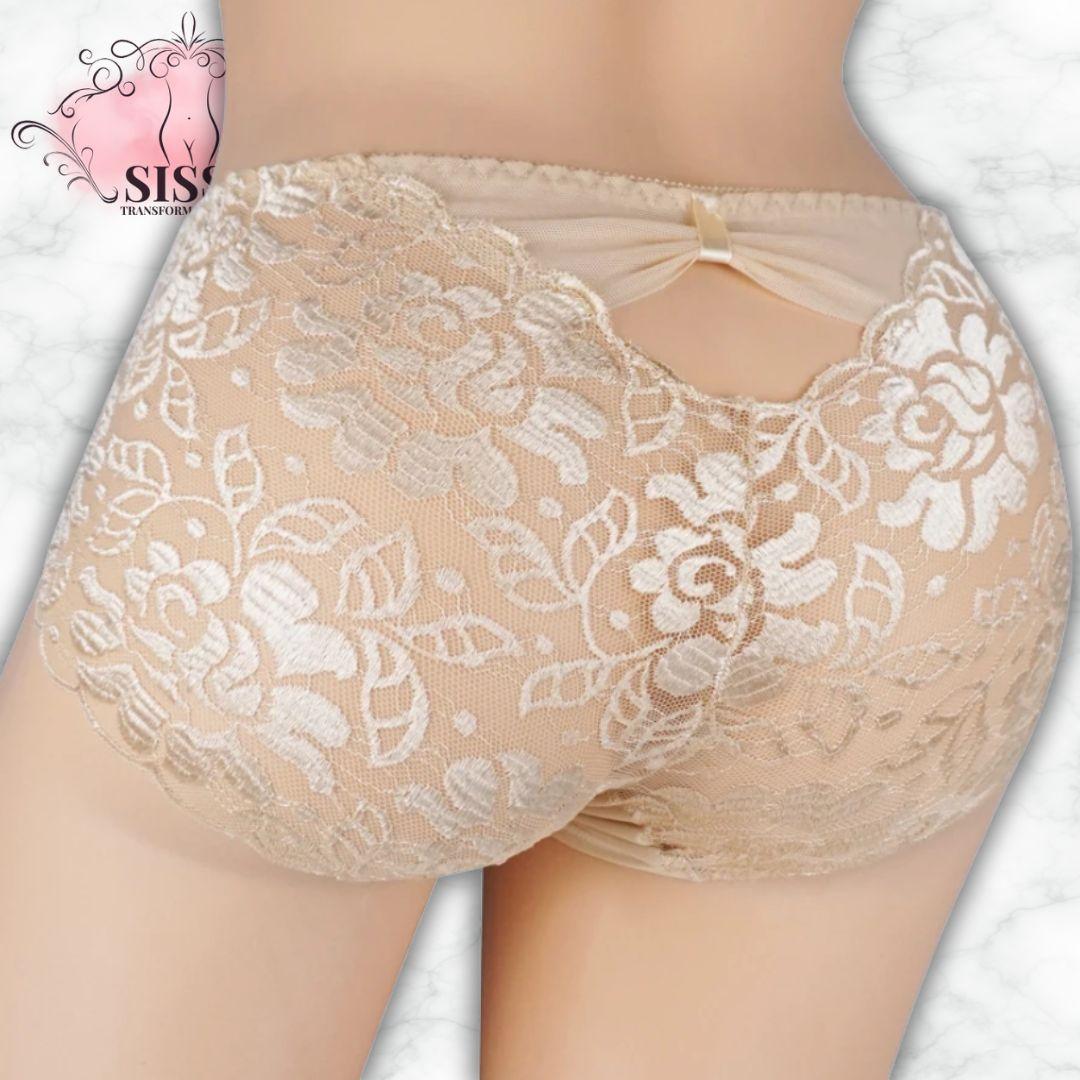 Culotte En Dentelle Florale Transparente Avec Poche Pour Sissy avec motif floral élégant et détail séduisant