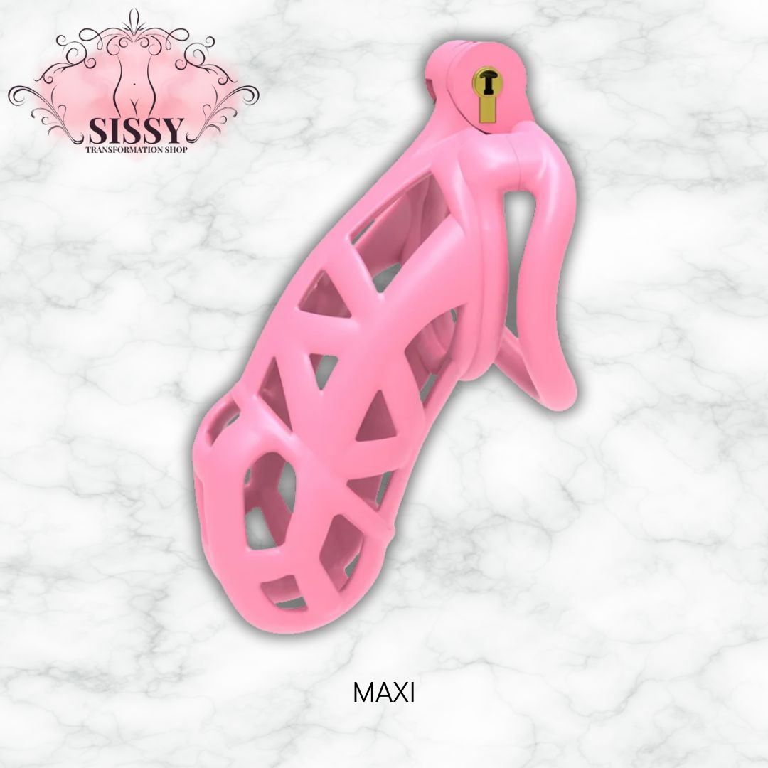 Cage de chasteté Cobra rose en plastique avec serrure pour usage sécurisé