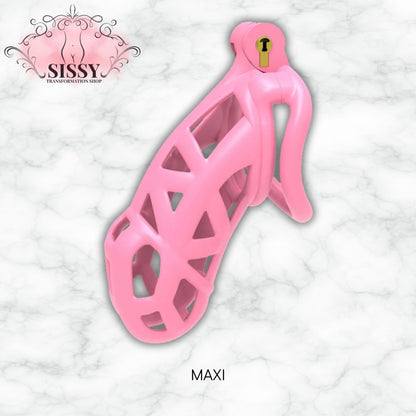 Cage de chasteté Cobra rose en plastique avec serrure pour usage sécurisé