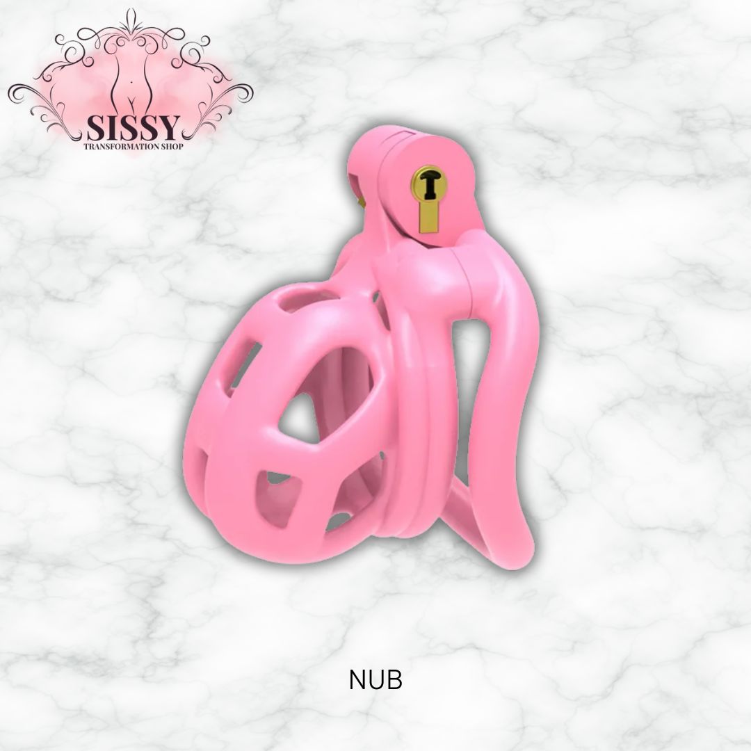 Cage de chasteté Cobra rose en plastique avec serrure intégrée par Sissy Transformation Shop