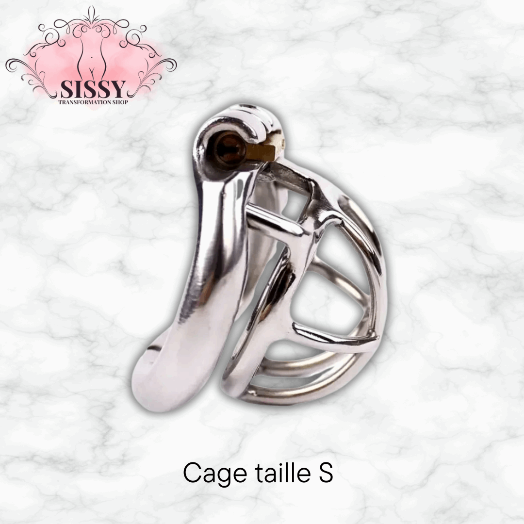 Cage de chasteté en acier inoxydable taille S par Sissy Transformation Shop