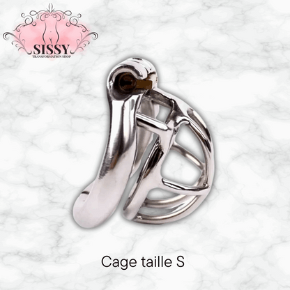 Cage de chasteté en acier inoxydable taille S par Sissy Transformation Shop