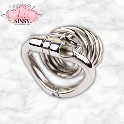 Cage de chasteté en acier inoxydable brillante avec verrou de sécurité pour usage intime