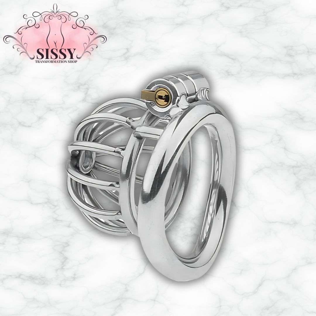 Cage de chasteté Nub en acier avec serrure et design sécurisé pour accessoires Sissy Transformation Shop