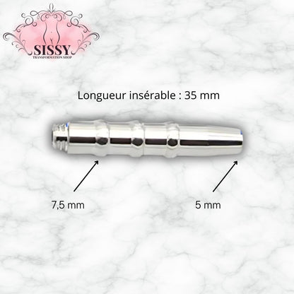 Cage de chasteté plate en métal argenté avec dimensions 35 mm longueur insérable