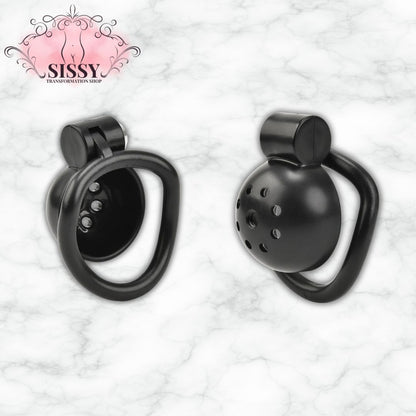 Cage de chasteté Small en plastique noir avec serrure ronde, accessoire discret de Sissy Transformation Shop