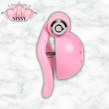 Cage de chasteté Small rose avec serrure en acier inoxydable par Sissy Transformation Shop