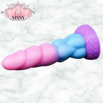 Gode monstre réaliste rose et bleu avec ventouse texturée de Sissy Transformation Shop
