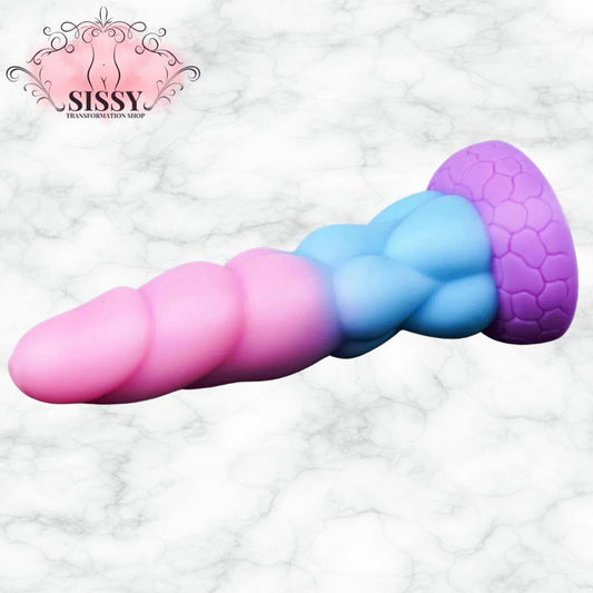 Gode monstre réaliste rose et bleu avec ventouse texturée de Sissy Transformation Shop