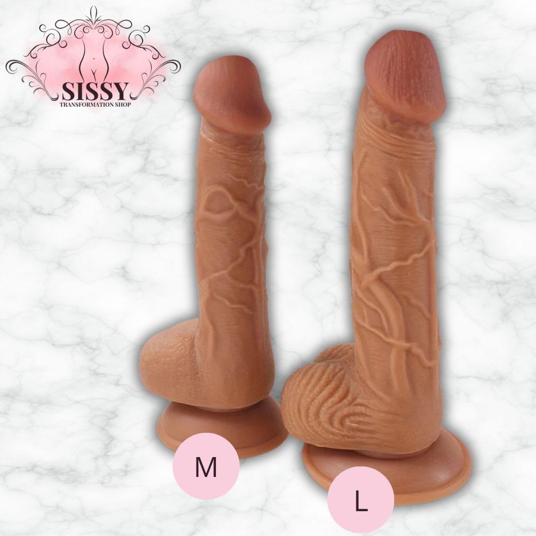 Gode Réaliste Doux en silicone avec texture réaliste disponible en tailles M et L