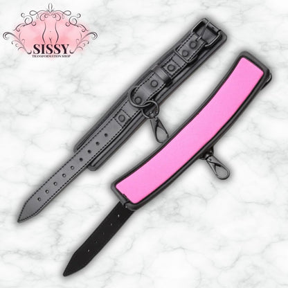 Menottes en cuir PU ajustables noires avec doublure rose confortables pour accessoires Sissy Transformation Shop
