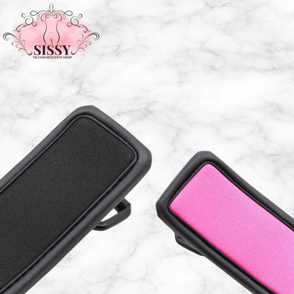 Menottes en cuir PU ajustables noires et roses avec rembourrage confortable de Sissy Transformation Shop