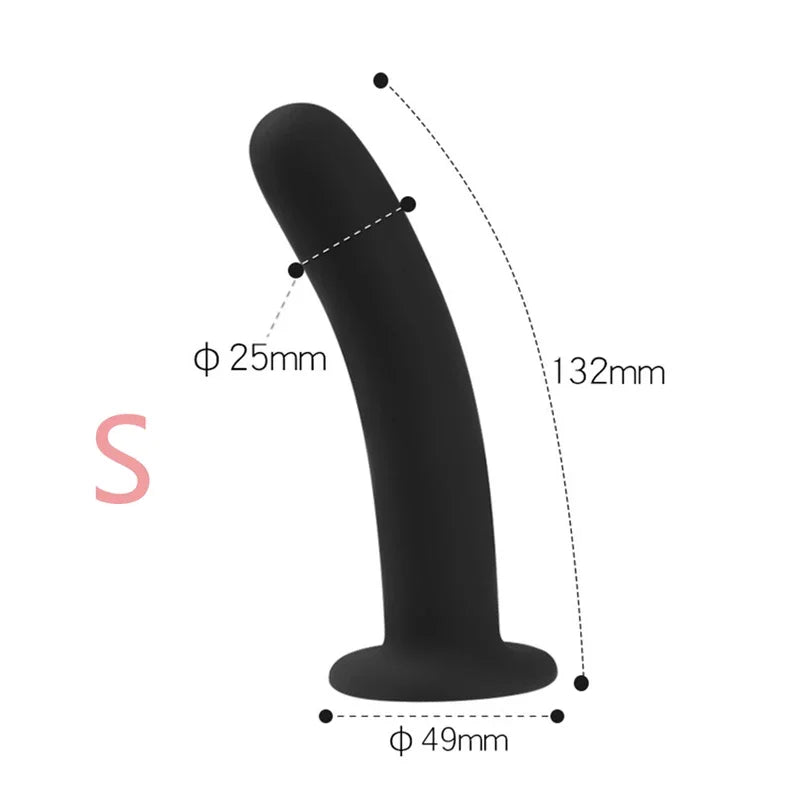 Plug anal initiation noir courbé en silicone de 132 mm de longueur pour débutants