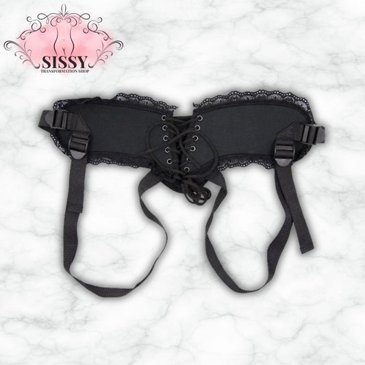 Accessoire Strap-on Sissy Réglables en Dentelle en noir avec une coupe ajustable et élégante