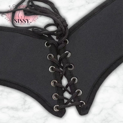 Strap-on Sissy Réglables en Dentelle avec lacets pour un ajustement personnalisé