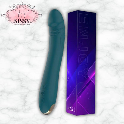 Vibromasseur en silicone bleu avec boîte violette du Sissy Transformation Shop